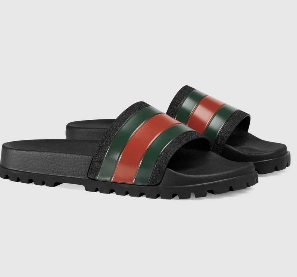 Gucci Web Men\'s Rubber Slide Sandal - Bla Rubber, US 11 Gucci Web Men\'s Rubber Slide Sandal - Bla Rubber, US 11