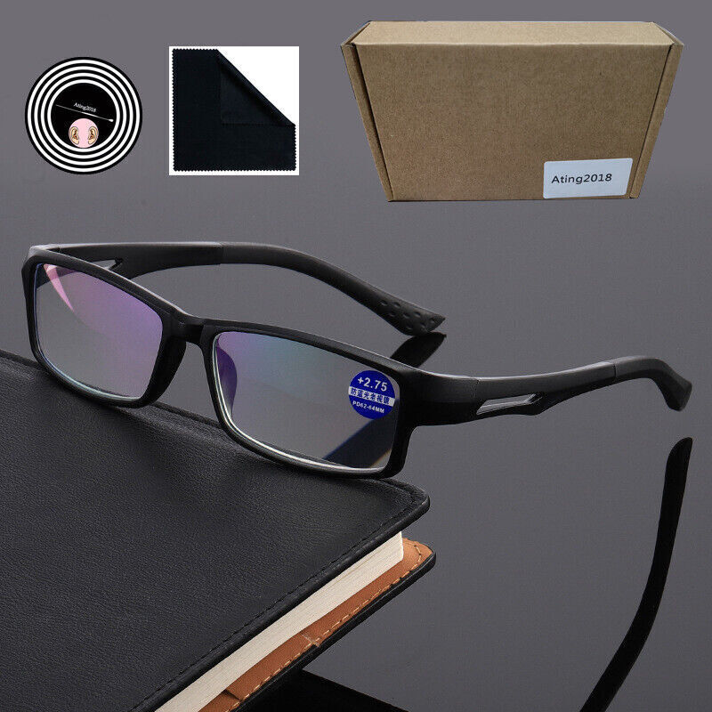 Mens Stylish Reading Glasses TR90 Retro Readers 1.0 1.5 2.0 2.5 3.0 3.5 4.0