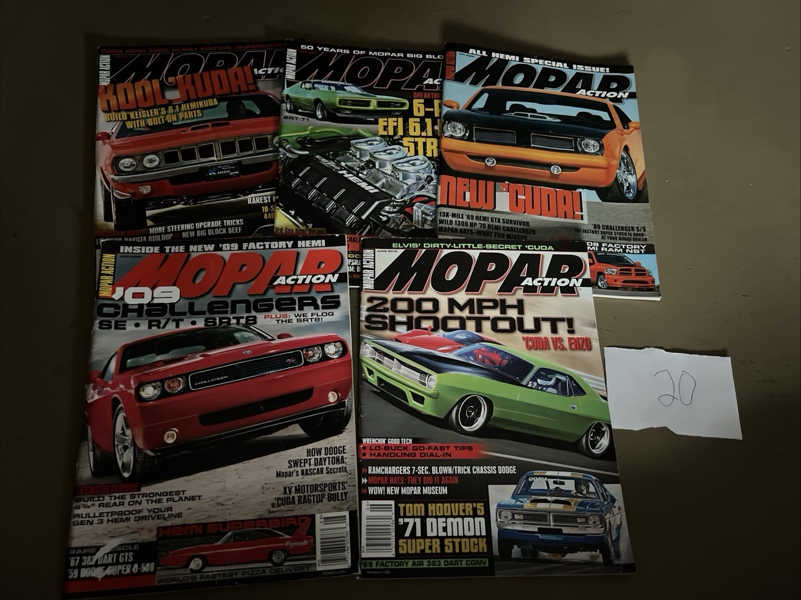 Mopar Action Magazine Lot of 5 Issues 2008, 2009, 2010 HEMI Cuda Dodge Plymouth Mopar Action Magazine Lot of 5 Issues 2008, 2009, 2010 HEMI Cuda Dodge Plymouth