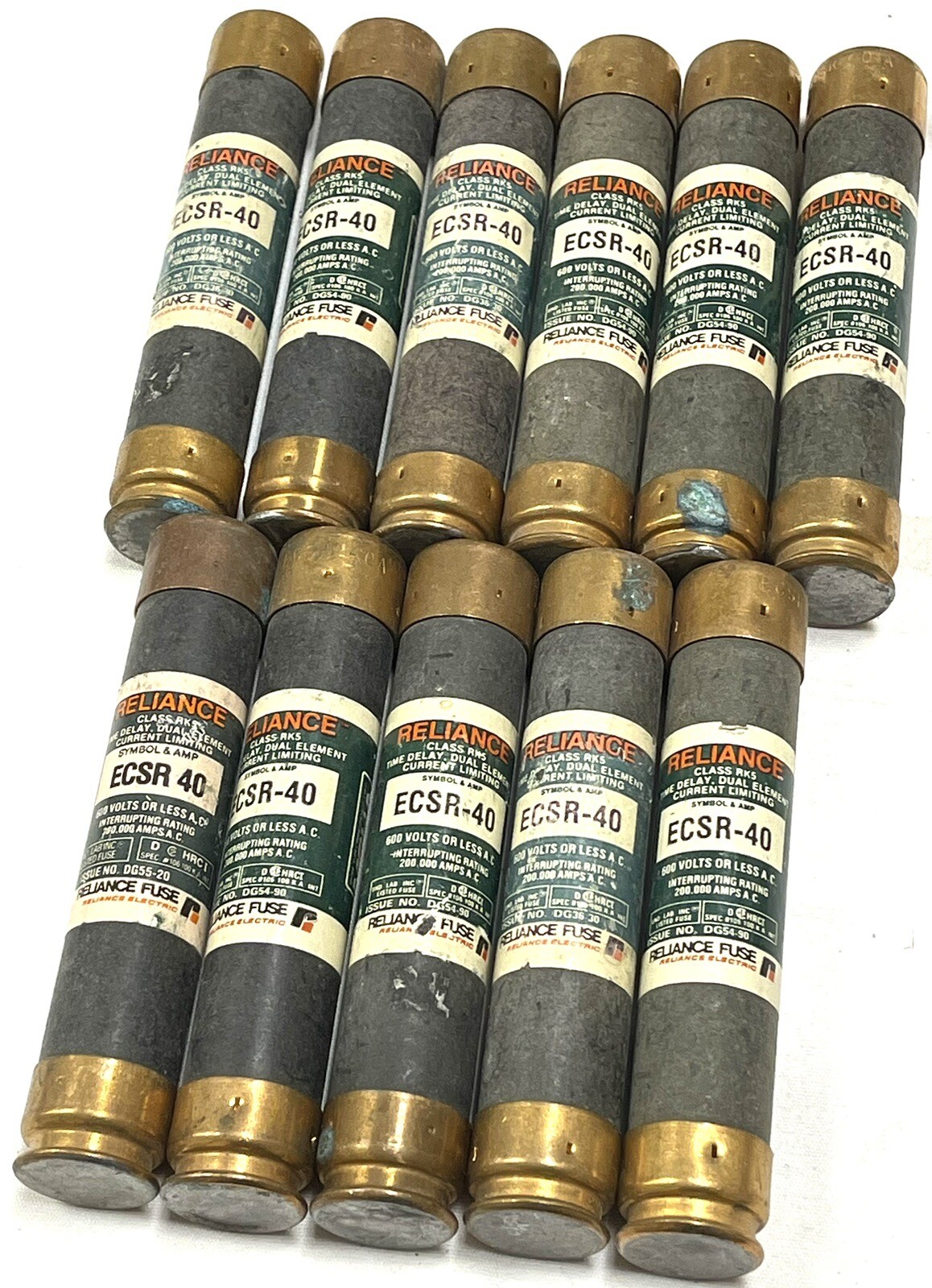 Lot of 11 Reliance ECSR-40 Class RK5 40A 600V Dual Element Fuses