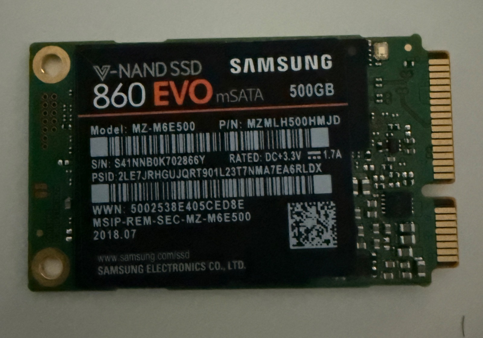 Samsung 860 EVO 500GB mSATA SSD MZ-M6E500BW Tested 94% Health
