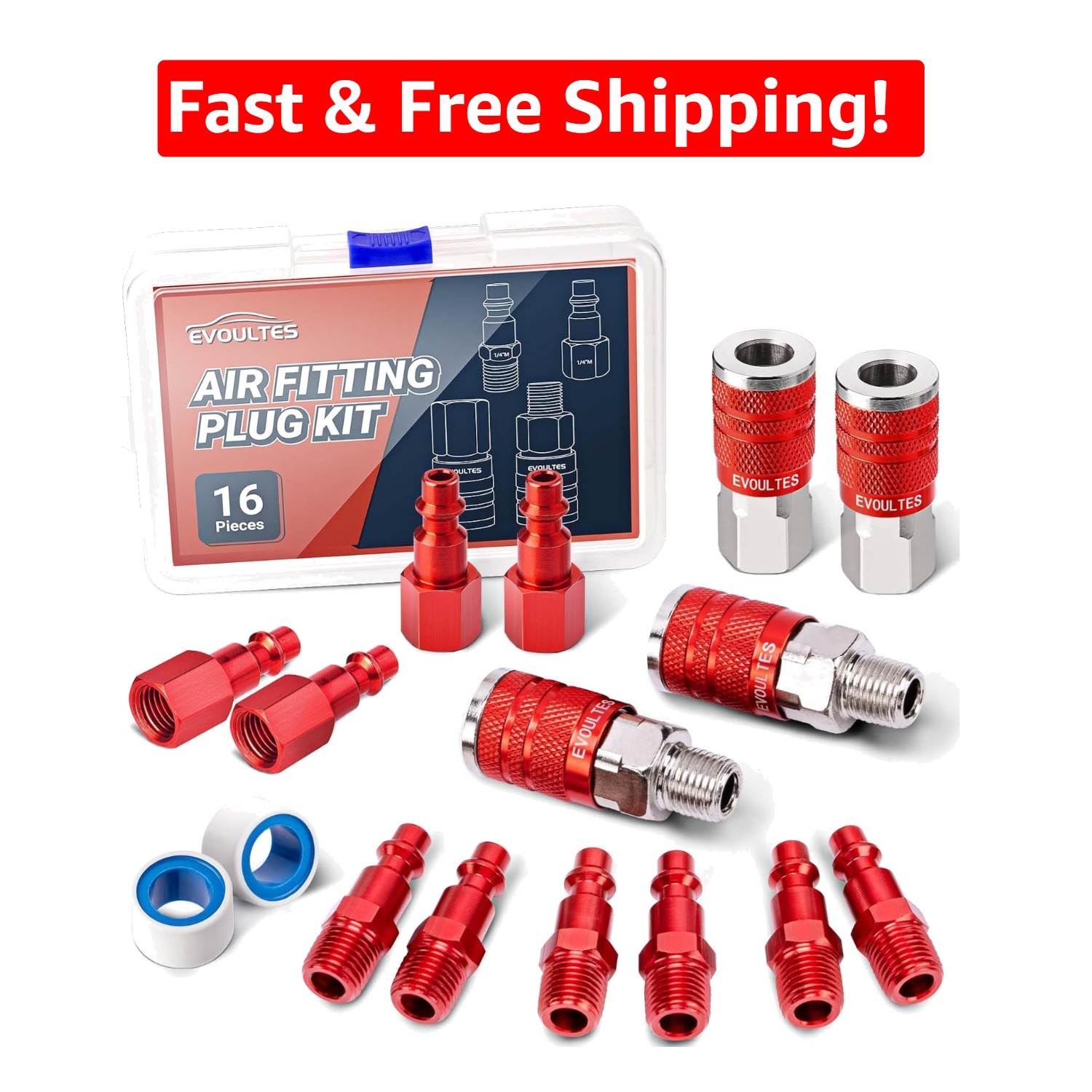 16-Piece Quick Connect Air Hose Fittings Kit | Universal 1/4\
