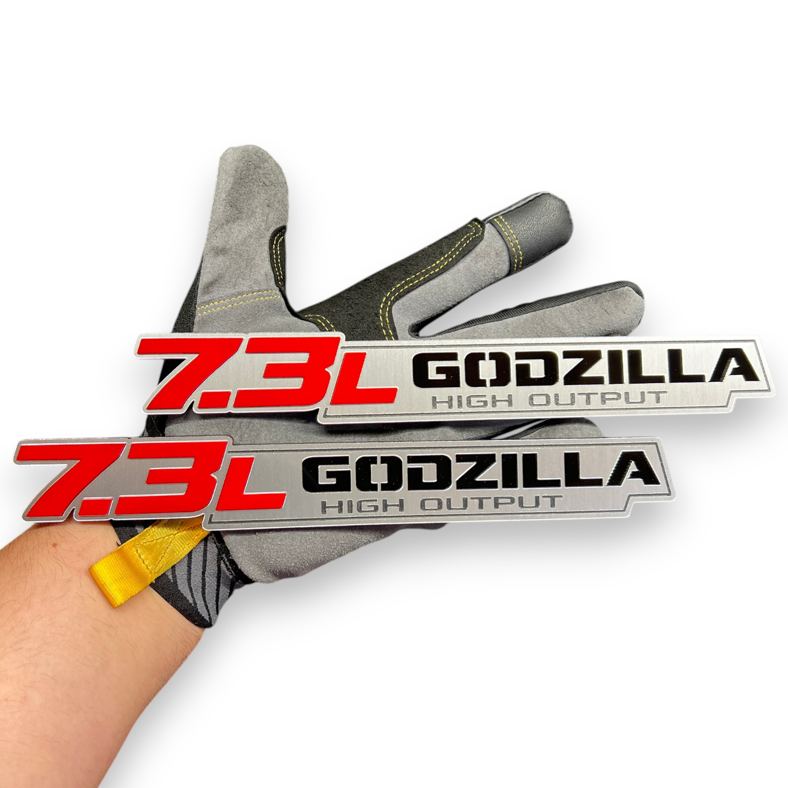 2X RED 7.3L GODZILLA 3D Car Emblem Silver Fender Badges - Car decal badge 2X RED 7.3L GODZILLA 3D Car Emblem Silver Fender Badges - Car decal badge