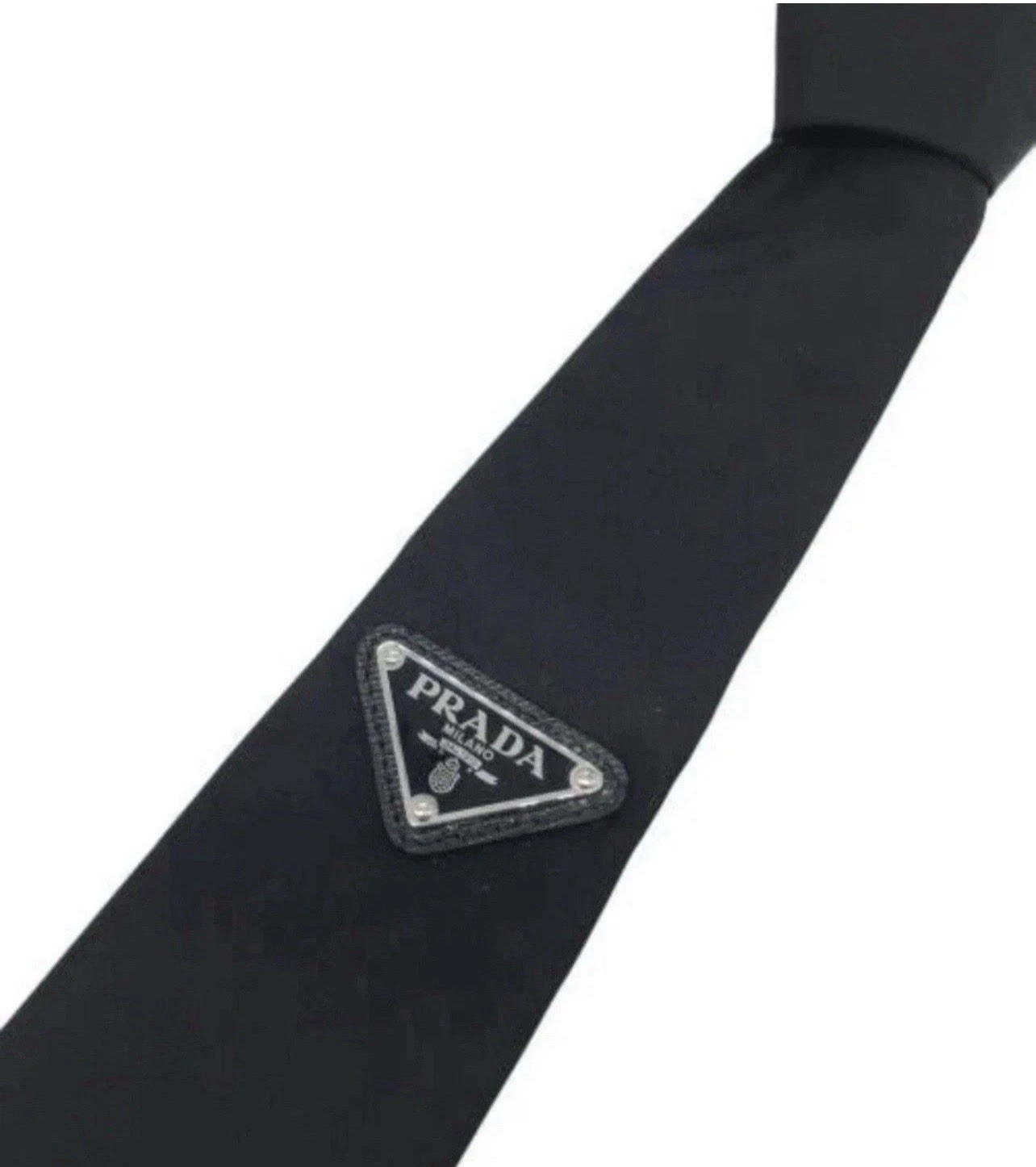 Black Men\'s Prada Re Nylon Tie Triangle Logo