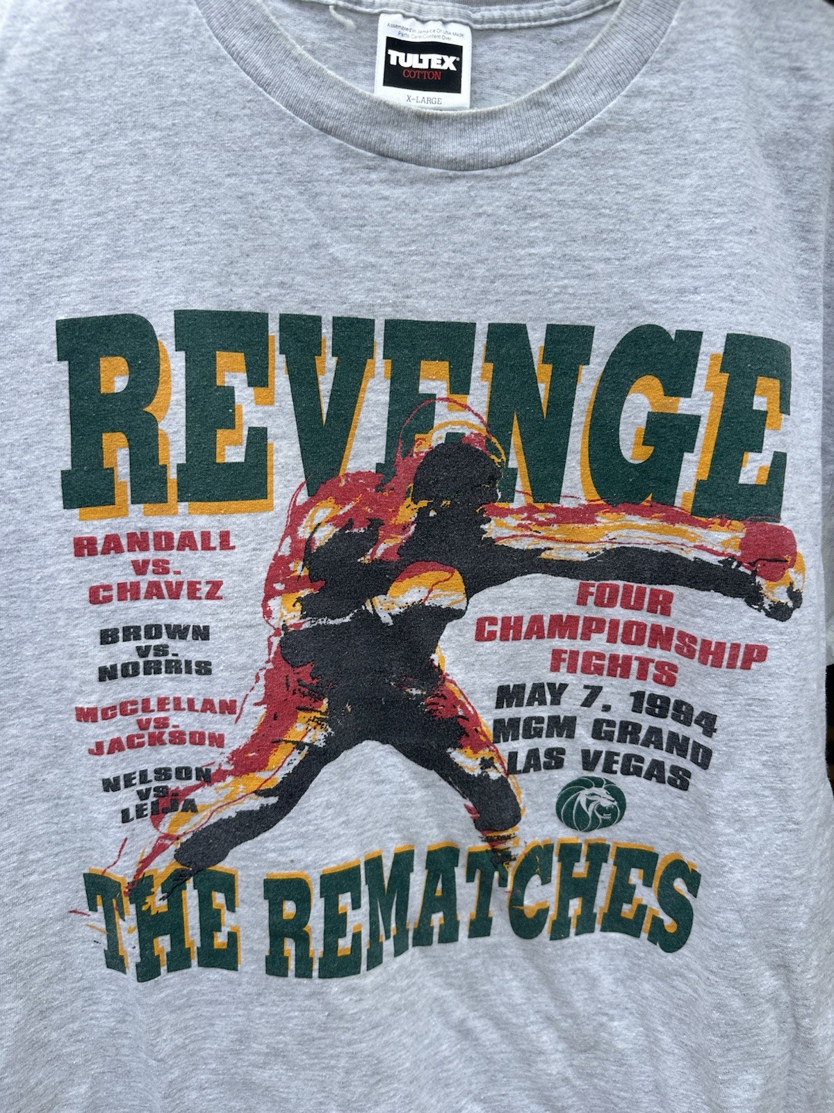 Vtg 1984 Randall v Chavez MGM Grand Revenge The Rematches Boxing Gray T-Shirt XL Vtg 1984 Randall v Chavez MGM Grand Revenge The Rematches Boxing Gray T-Shirt XL