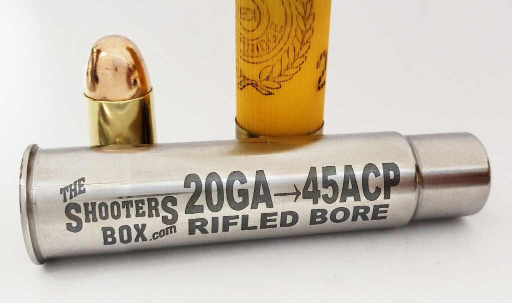 20GA to 45ACP RIFLED Shotgun Adapter - Chamber Reducer - Stainless - ✅