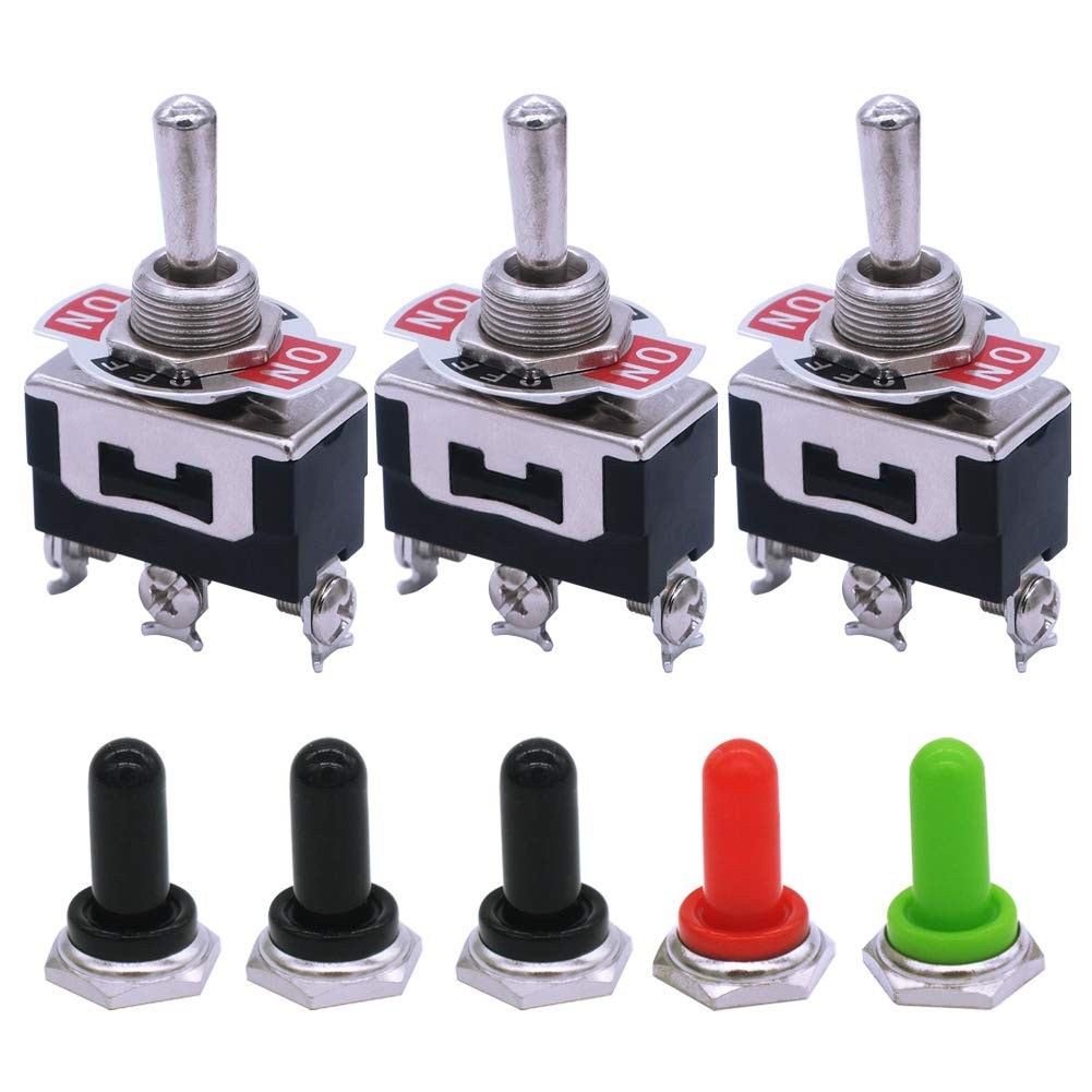 Momentary Toggle Switch SPDT ON Off ON 3 Pin with Waterproof Boots 3 PCS