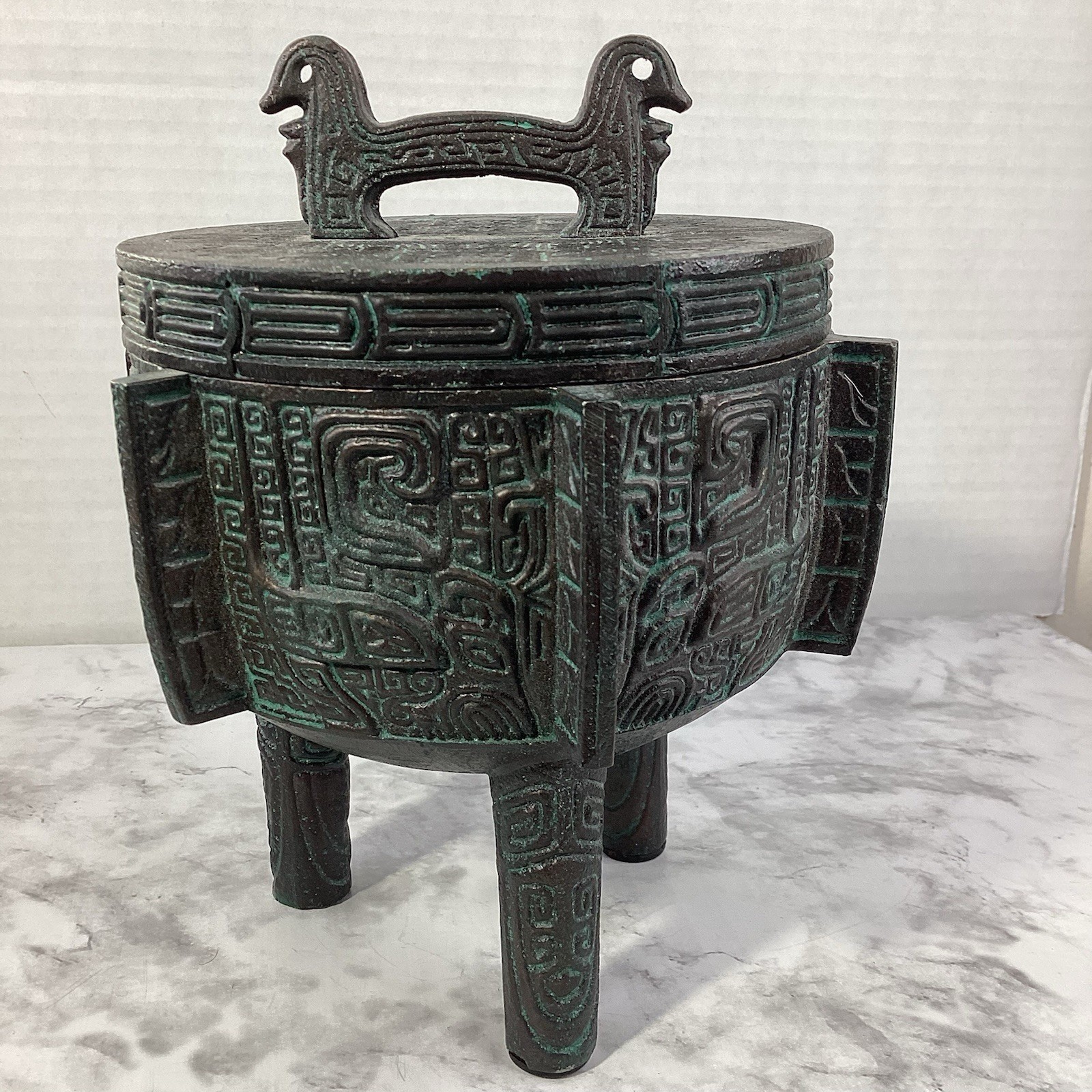 Vintage James Mont 1960's Bronze Burmese Verdigris Ice Bucket Heavy MCM Patina