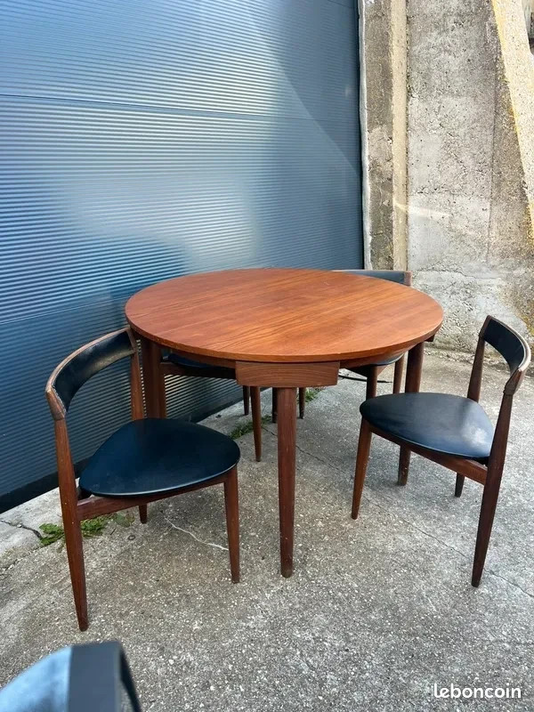 Mid-Century Teak Table and Chairs by Hans Olsen for Frem Røjle, 1950s, Set