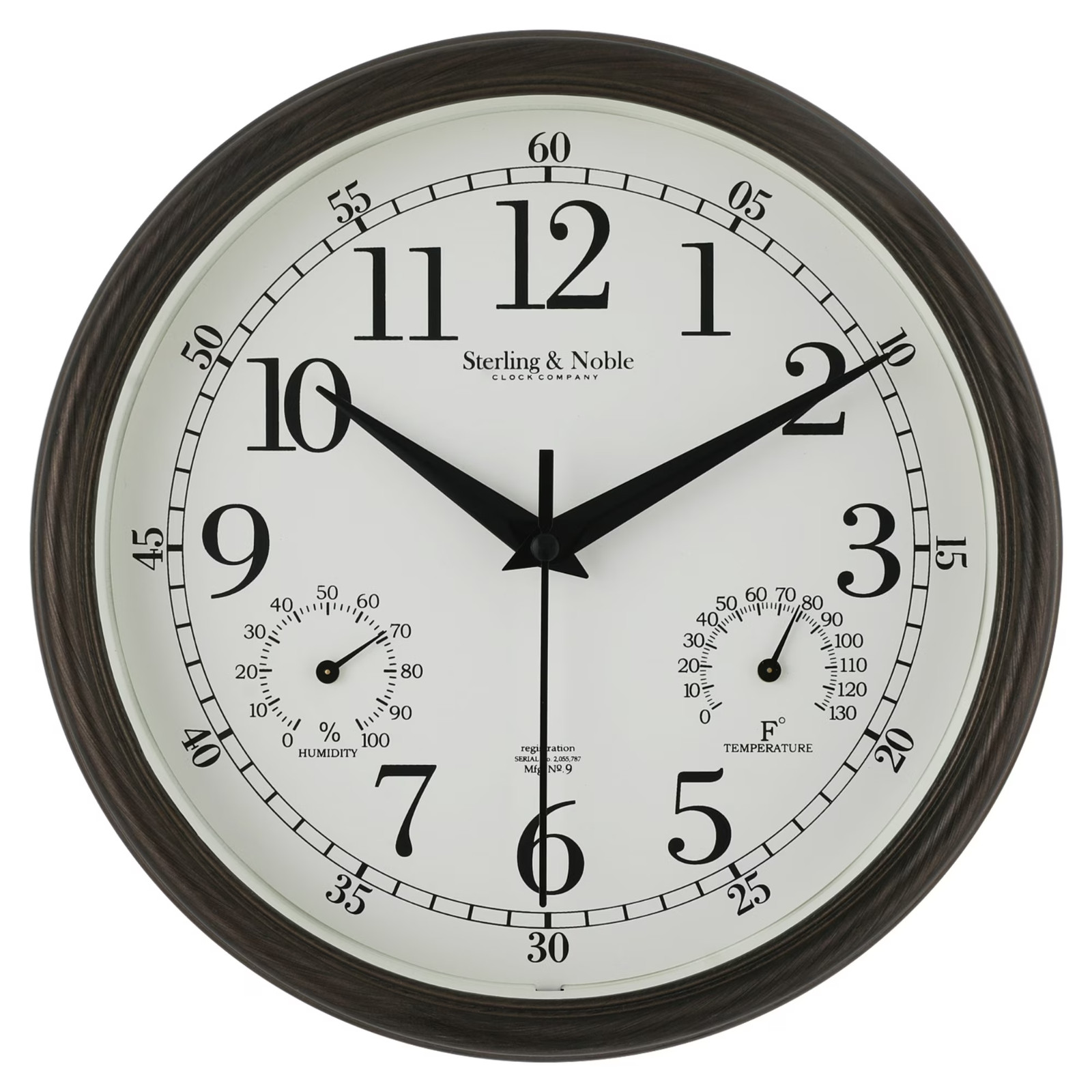 Mainstays 8.75 inch Indoor/Outdoor Antique Bronze Round Arabic Analog Wall Clock