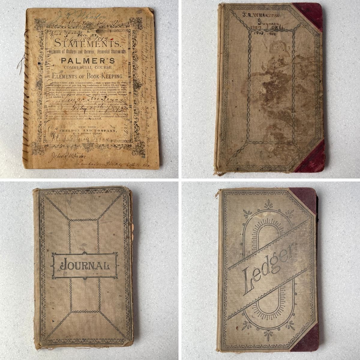 Antique 1890-1941 JR Wharton Oklahoma Justice of Peace Diary Ledger Archive 4pc