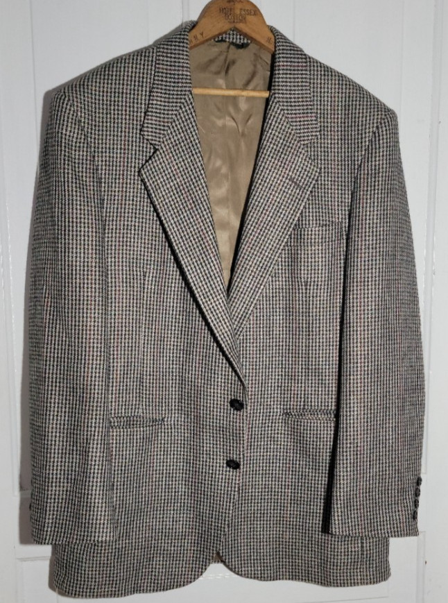 EUC Sexy 90s VTG Micro Houndstooth Tweed Sport Coat Blazer jacket Two Button 42R