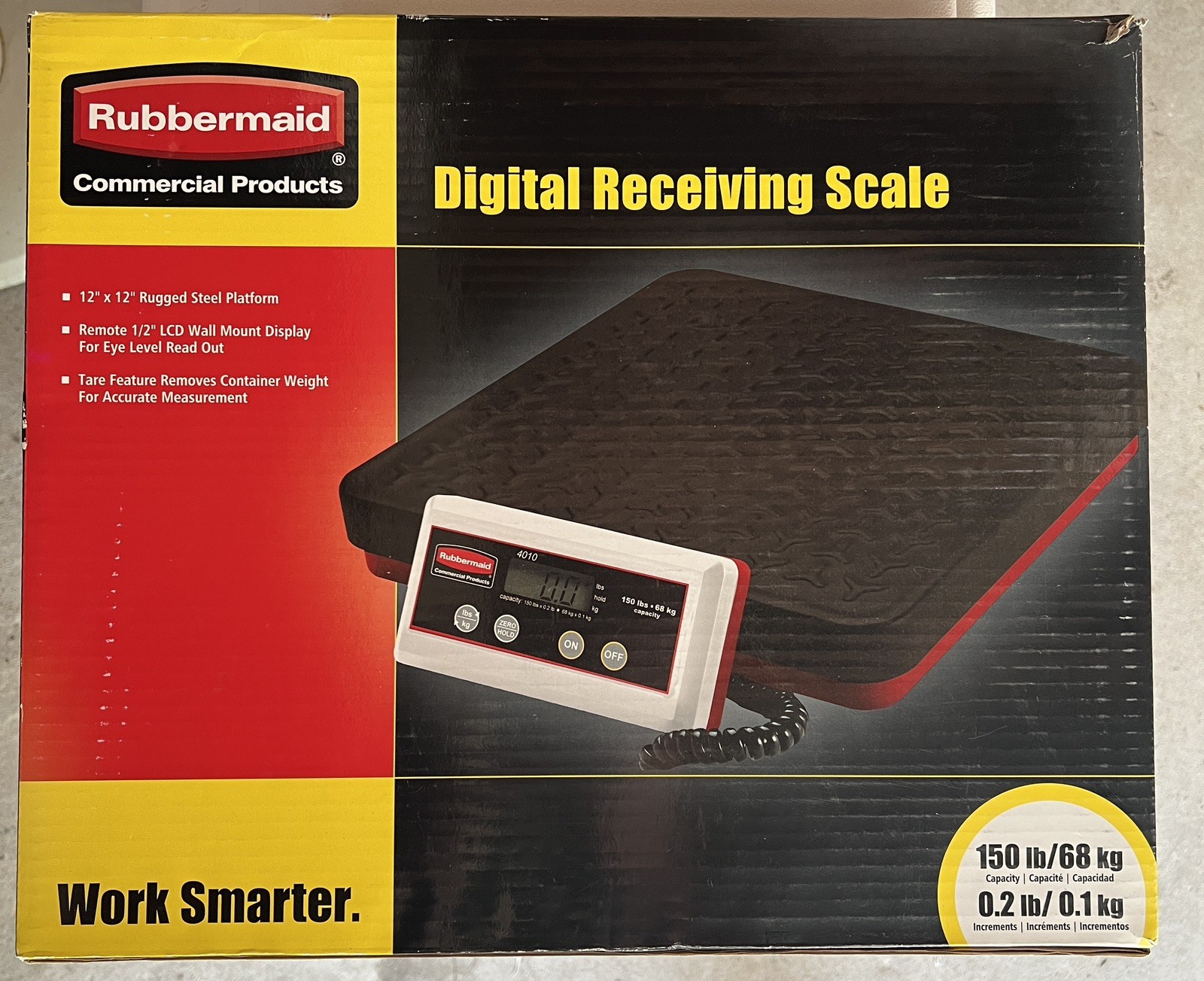 Rubbermaid Commercial FG401088 150 lb Digital Receiving Scale - Black/Red New Rubbermaid Commercial FG401088 150 lb Digital Receiving Scale - Black/Red New