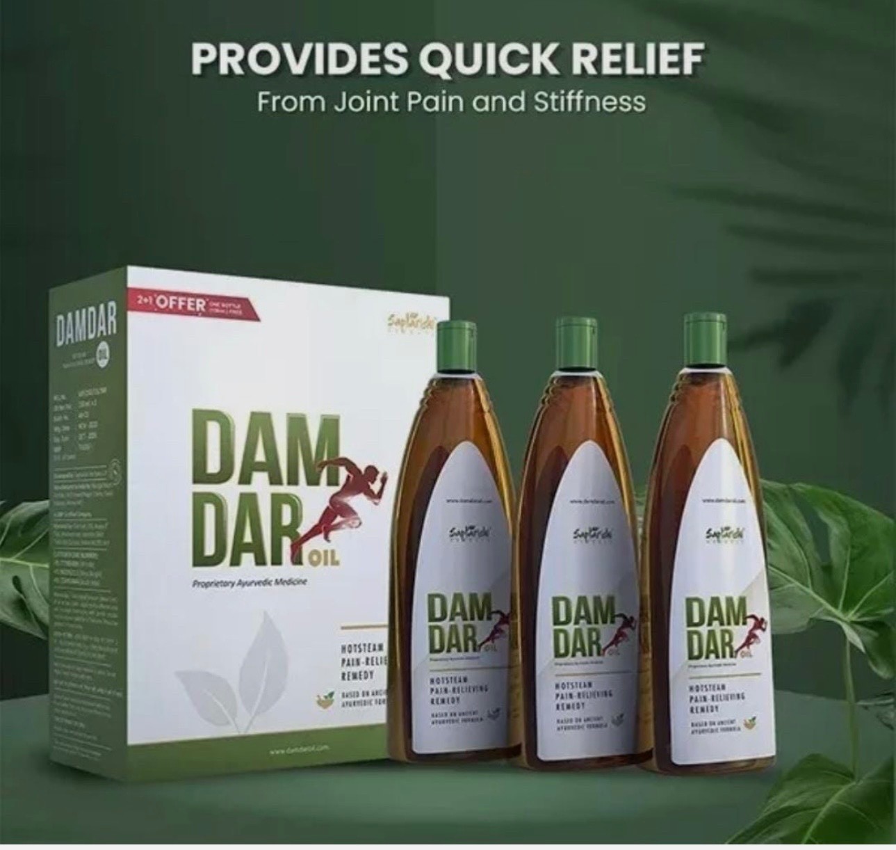 Damdar Oil - The World's 1st Hotsteam Joint Pain Relieving Oil PACK OF 3 BOTTLE