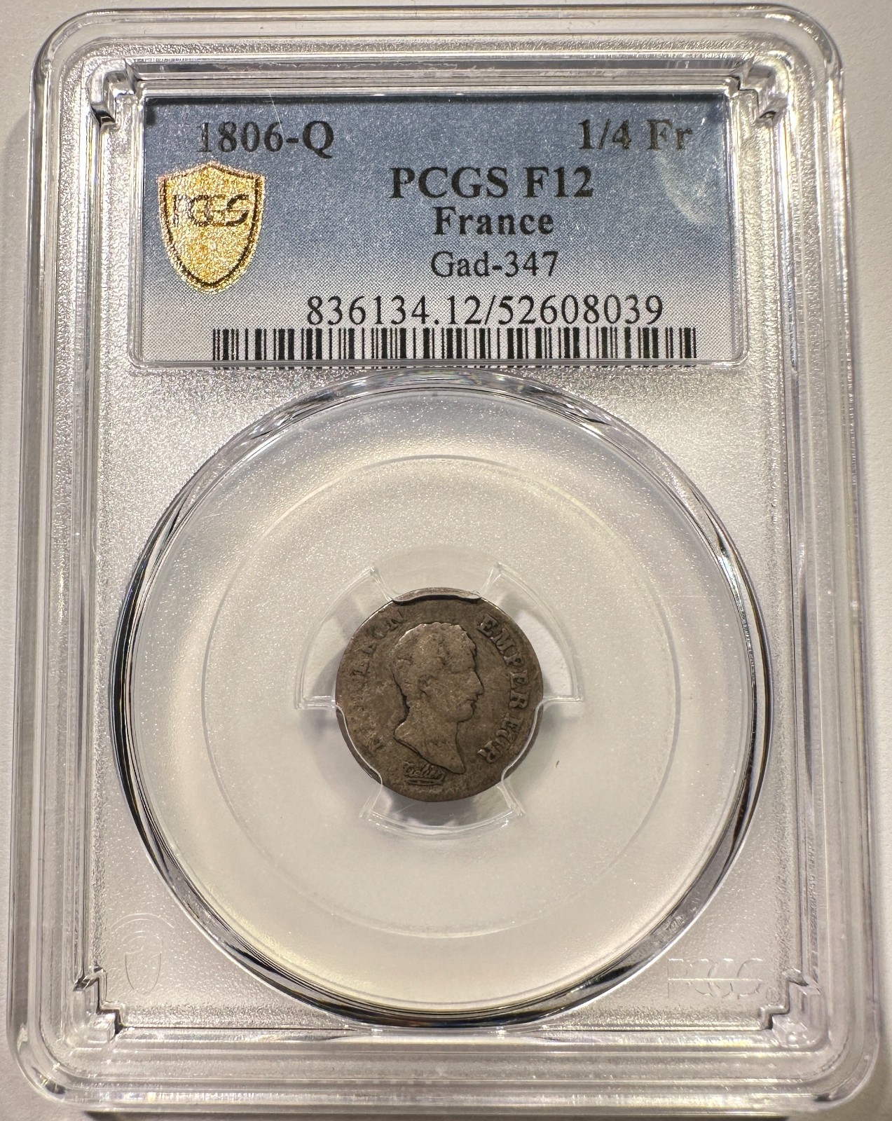 1806 Q Perpignan France 1/4 Franc Napoleon Bonaparte Silver Rare Mintage 8,936 1806 Q Perpignan France 1/4 Franc Napoleon Bonaparte Silver Rare Mintage 8,936