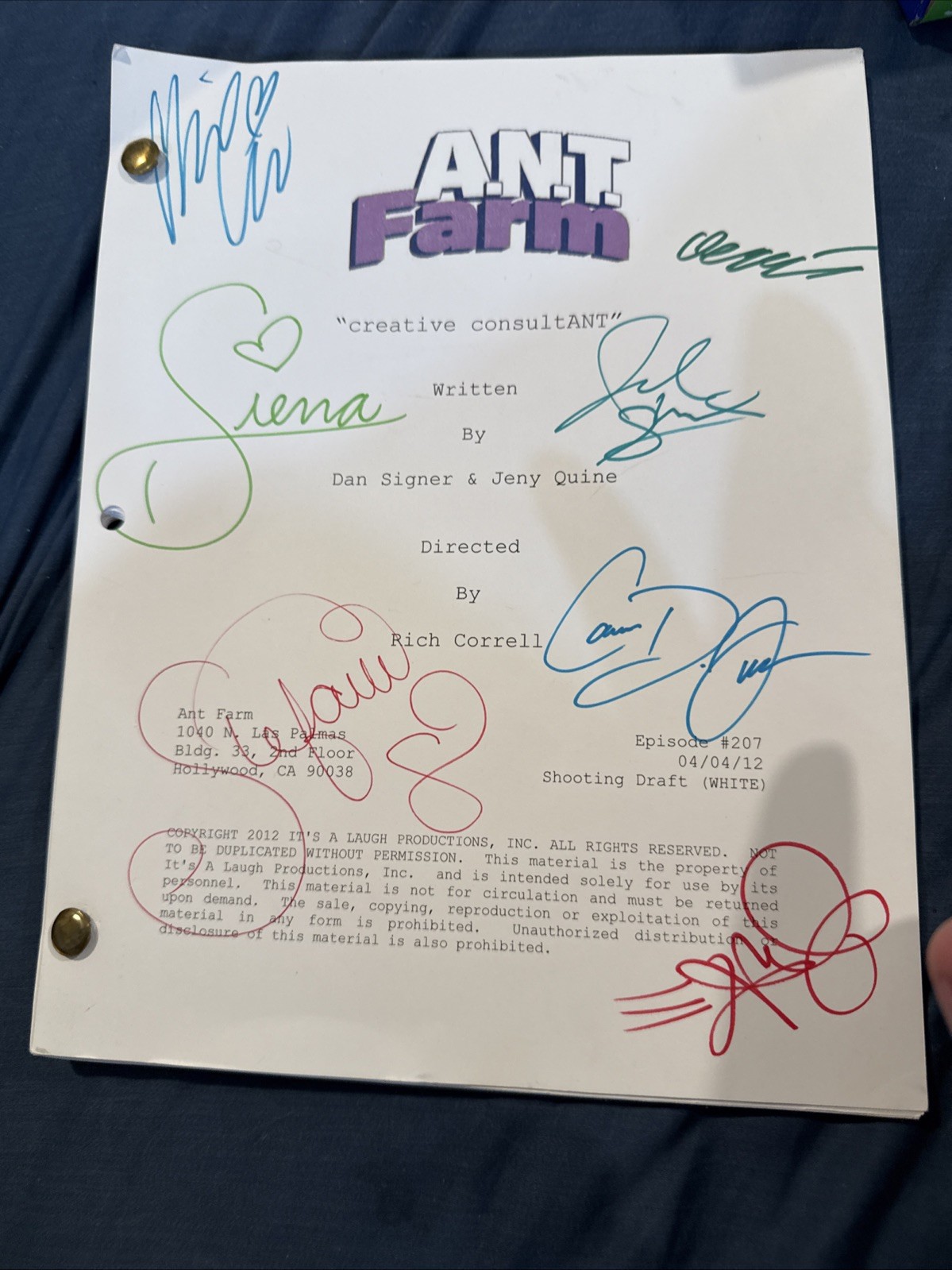 Disney Channel A.N.T Farm Autograph Signed Script By Zendaya China Anne McClain Disney Channel A.N.T Farm Autograph Signed Script By Zendaya China Anne McClain