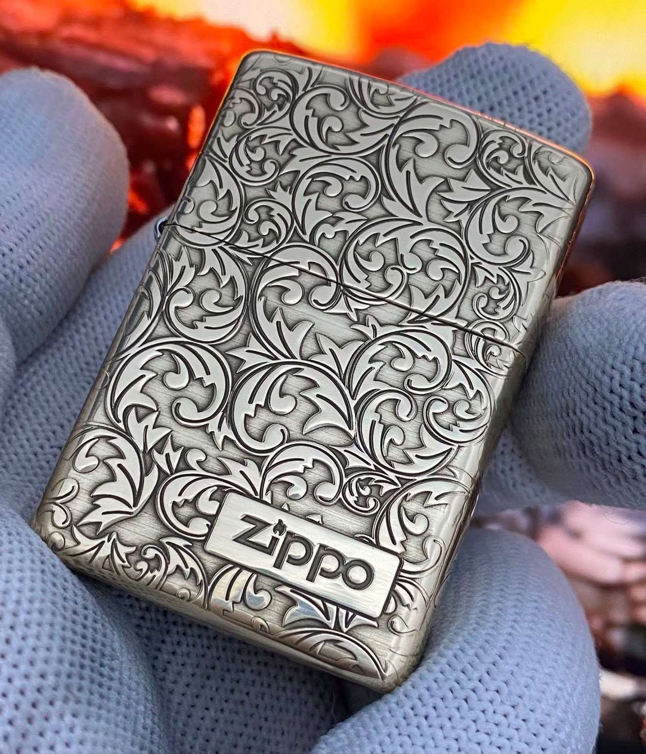 Zippo Leaves Flowers Sliver Zippo Lighter Silver New + New Box Zippo Leaves Flowers Sliver Zippo Lighter Silver New + New Box