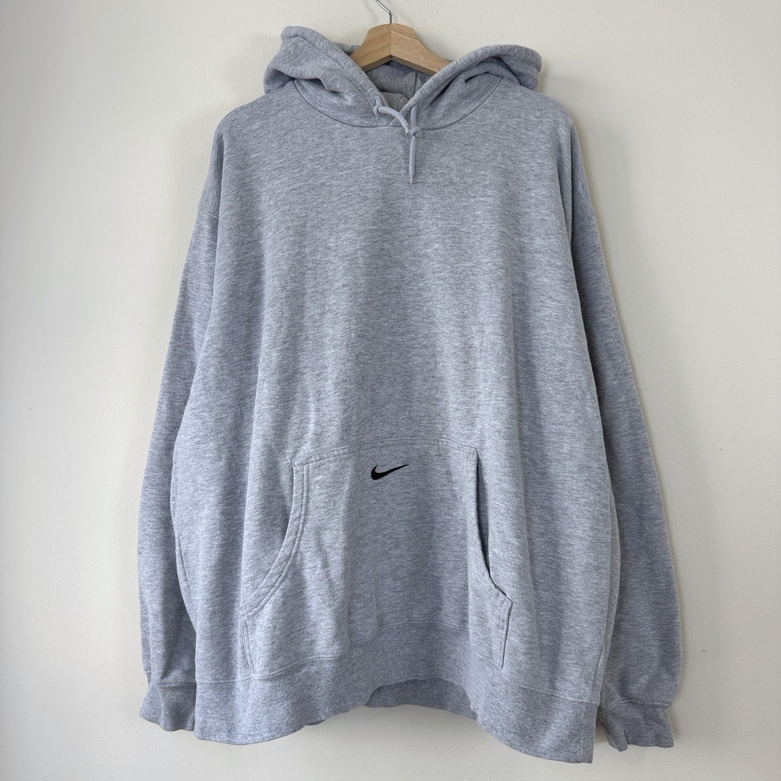 Vintage 2000\'s Nike Center Swoosh Pocket Embroidered y2k Grey Hoodie - XXL