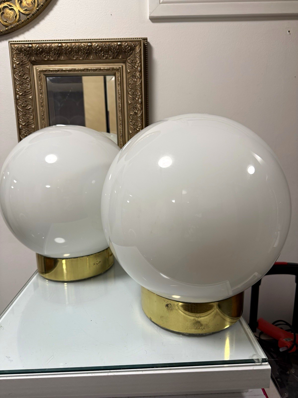 Vintage 1970s Nova of California Brass Globe Table Lamps - Space Age MCM - Pair