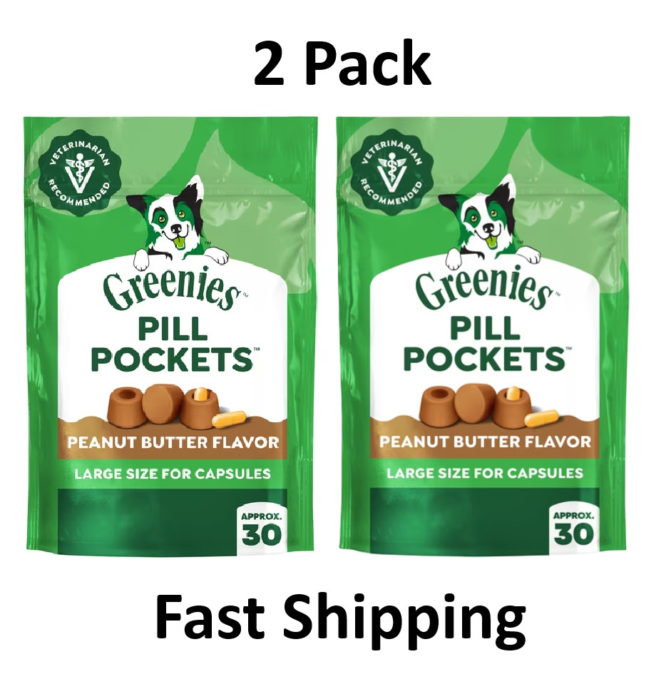 Greenies Pill Pockets Peanut Butter Flavor Dog Treats Large 7.9 oz 2 Pack