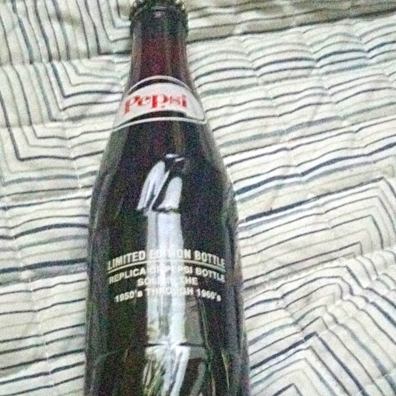 Pepsi Glass Soda Advertising Bottle 1950s Style Replica Black White Red