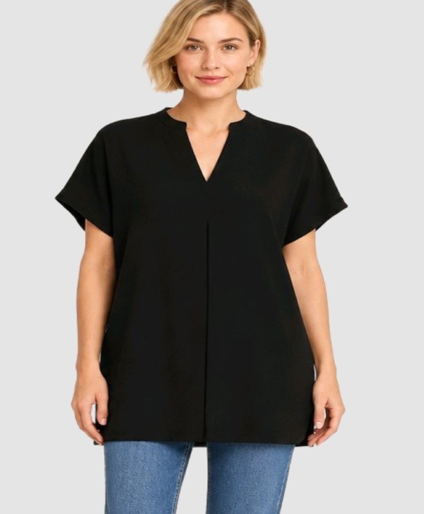CHICO\'S Size 3 (XL 14-16) Black Dolman Tunic Top