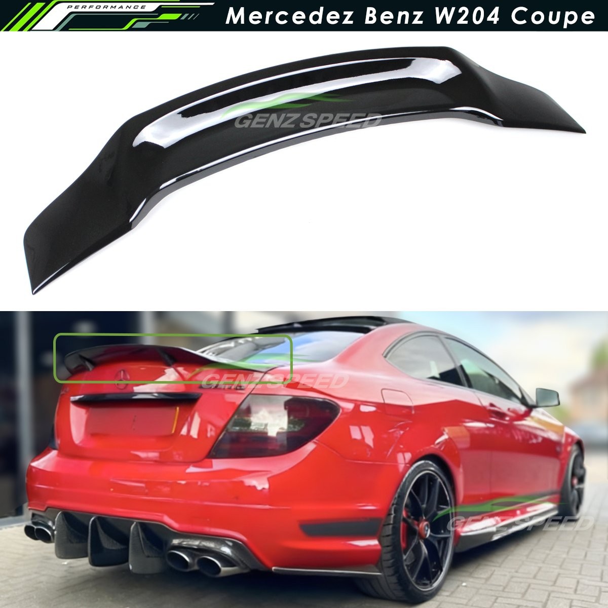 For 2011-15 Mercedez Benz W204 C63 2DR Coupe R Style Duckbill Trunk Spoiler Wing