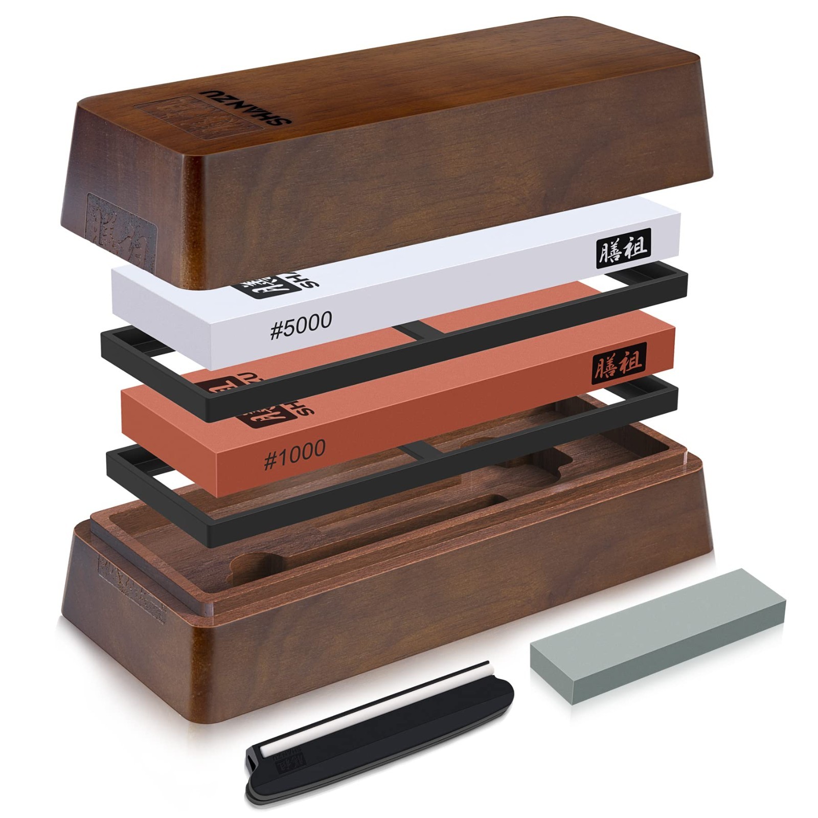 SHANZU 2PCS Knife Sharpening Stone Kit with Storage Whetstone 1000/5000 Grit