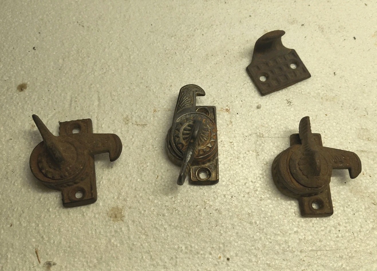 3 - VINTAGE CAST IRON EASTLAKE STYLE WINDOW LATCH SASH LOCKS Working Condition 3 - VINTAGE CAST IRON EASTLAKE STYLE WINDOW LATCH SASH LOCKS Working Condition