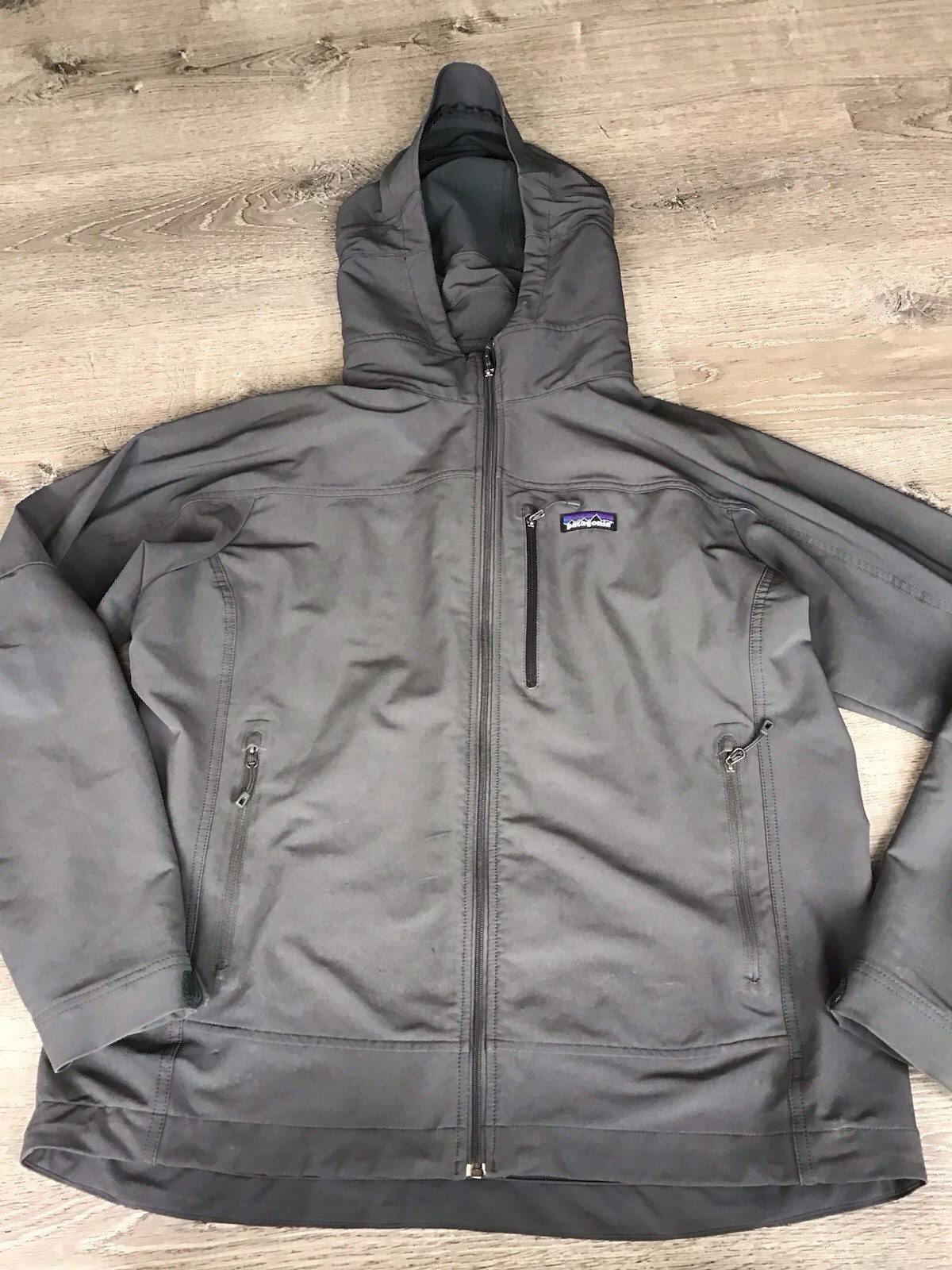 Patagonia R2 TechFace Hooded Jacket Mens Size Large Gray Full Zip