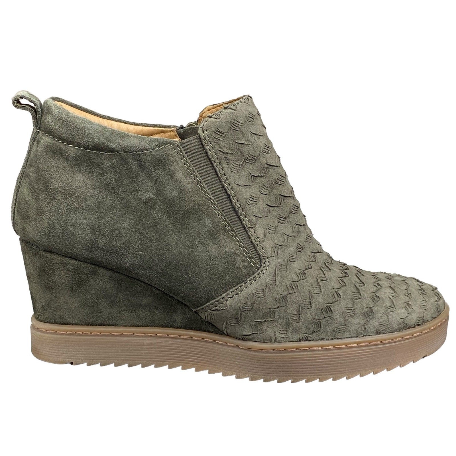 Sofft Women\'s Slayton Green Suede wedge Ankle Boot Size US 9.5