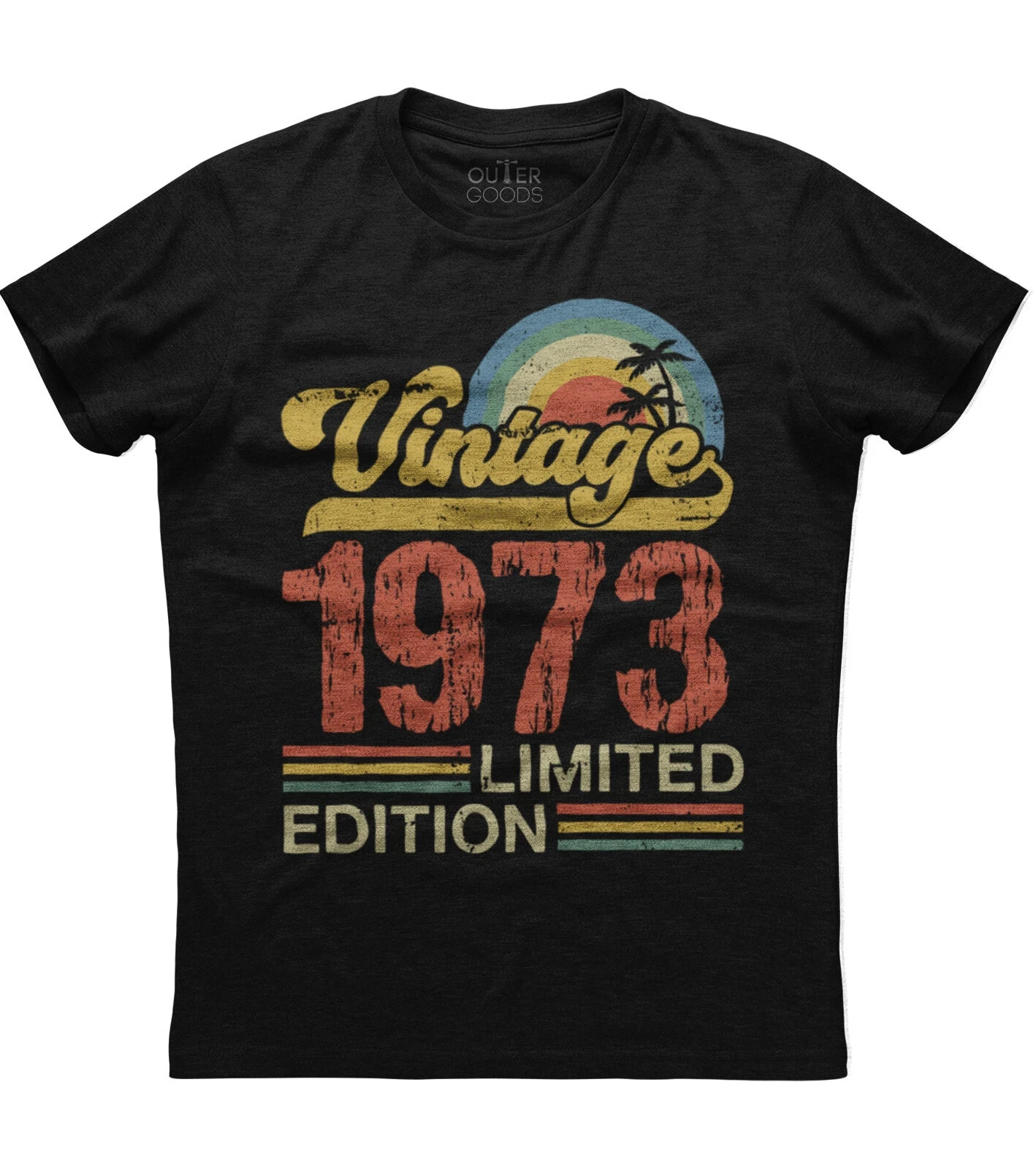 Birthday Gift Classic Old Vintage 1973 Limited Edition Rainbow Palm Tree T-shirt