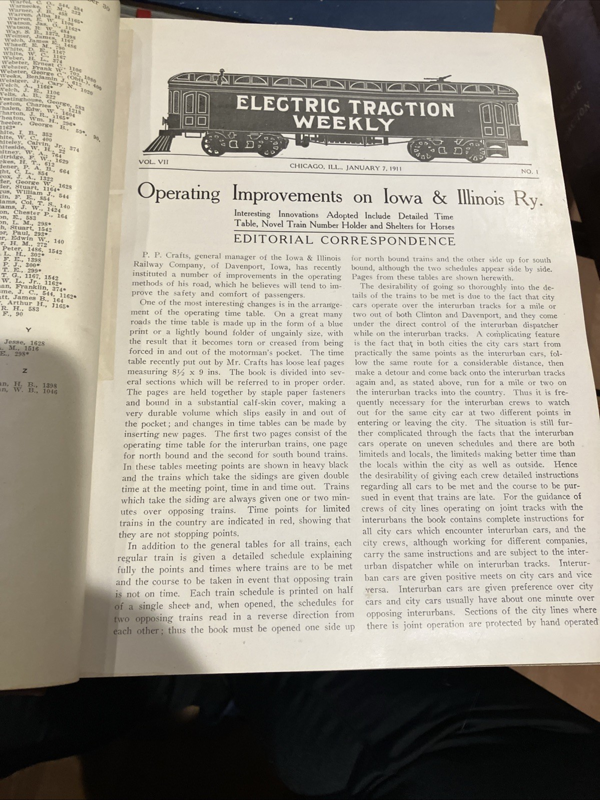 Electric Traction January- December 1911 Volume VII Bound Magazines