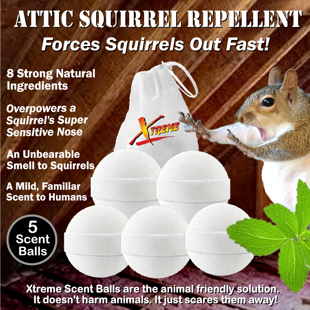 NEW Attic Squirrel Repellent. DRIVES SQUIRRELS OUT FAST 5 PK NEW Attic Squirrel Repellent. DRIVES SQUIRRELS OUT FAST 5 PK