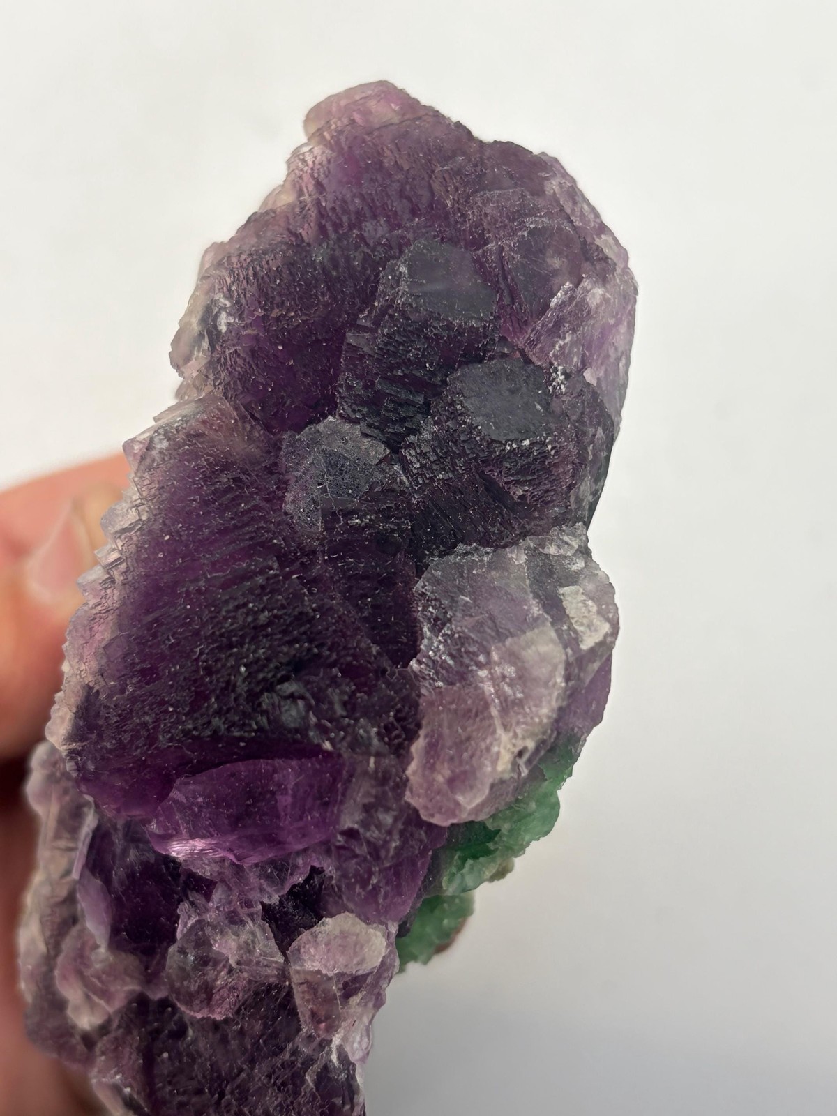 Etched Magenta and Green Octahedral Fluorite Cluster Etched Magenta and Green Octahedral Fluorite Cluster