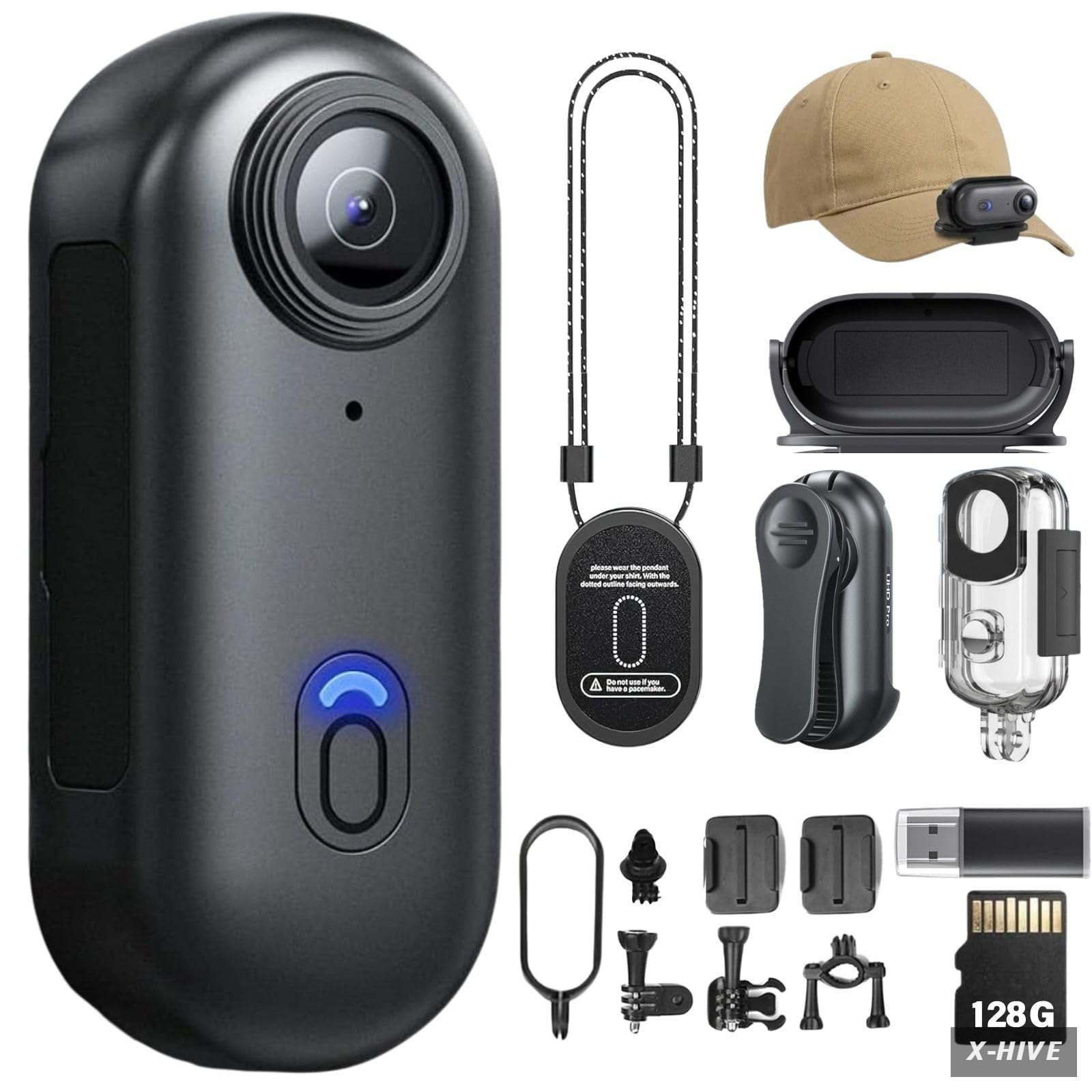64G Body Camera 4K, POV Pro 4K,Wearable Camera with 360Â°Rotatable Clip & Ma