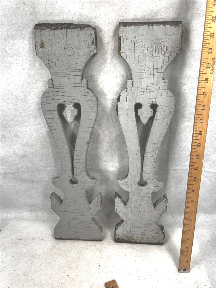 antique architectural pair matching gingerbread flat balusters original 1880s