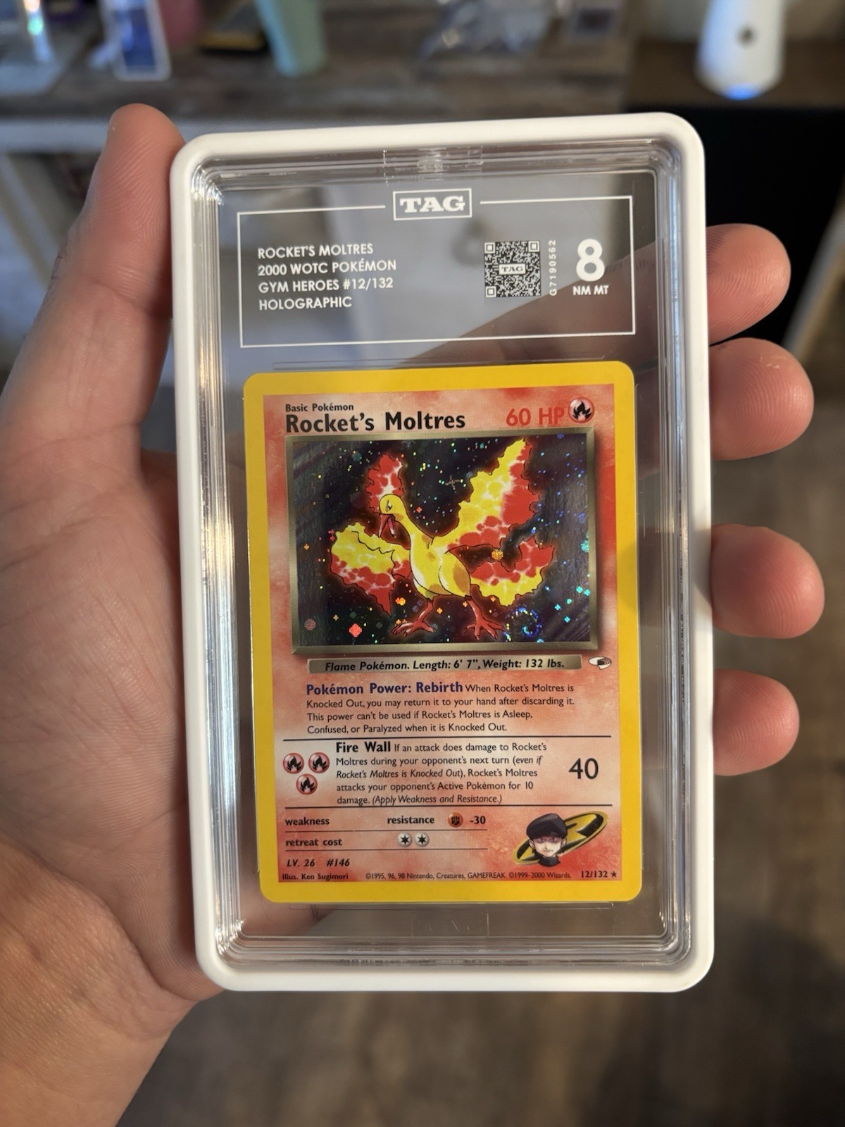 WOTC 2000 Gym Heroes Rocket\'s Moltres 12/132 - Unlimited - Holo - TAG 8 WOTC 2000 Gym Heroes Rocket\'s Moltres 12/132 - Unlimited - Holo - TAG 8