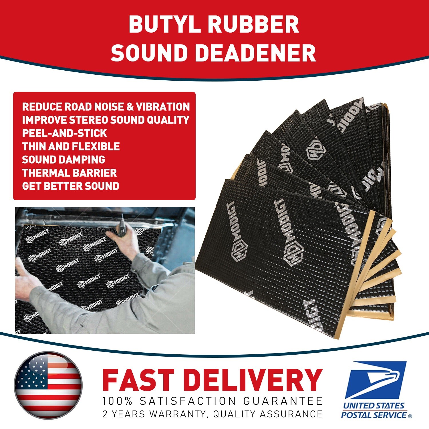 22sqft Sound Deadening Proofing Mat Butyl Car Van Audio Panel Vibration Damping