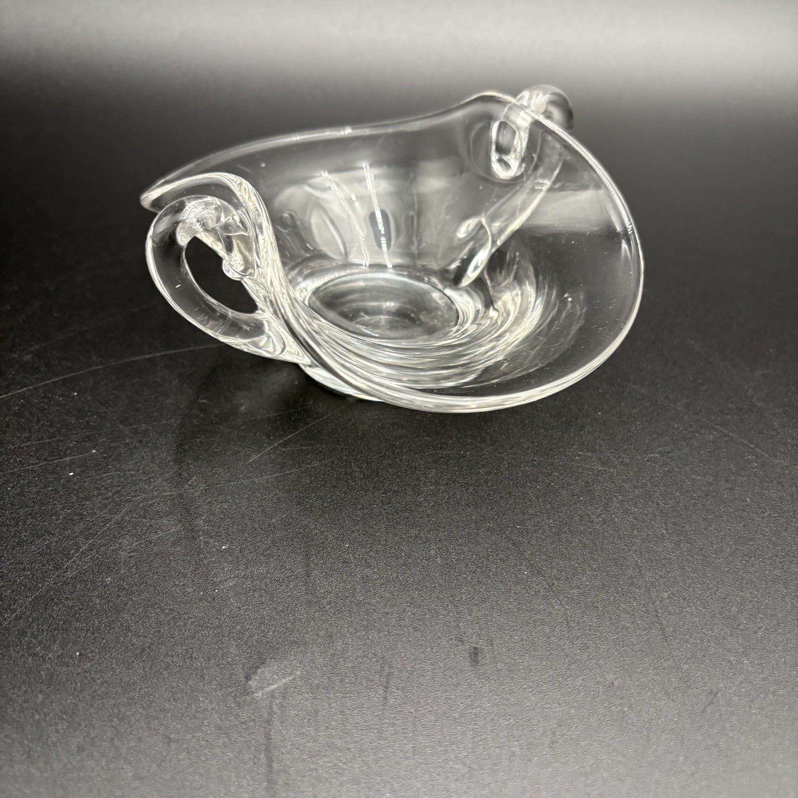 Vintage Clear Crystal Crimped 2 Handled Small Dish FINE QUALITY Glass Vintage Clear Crystal Crimped 2 Handled Small Dish FINE QUALITY Glass