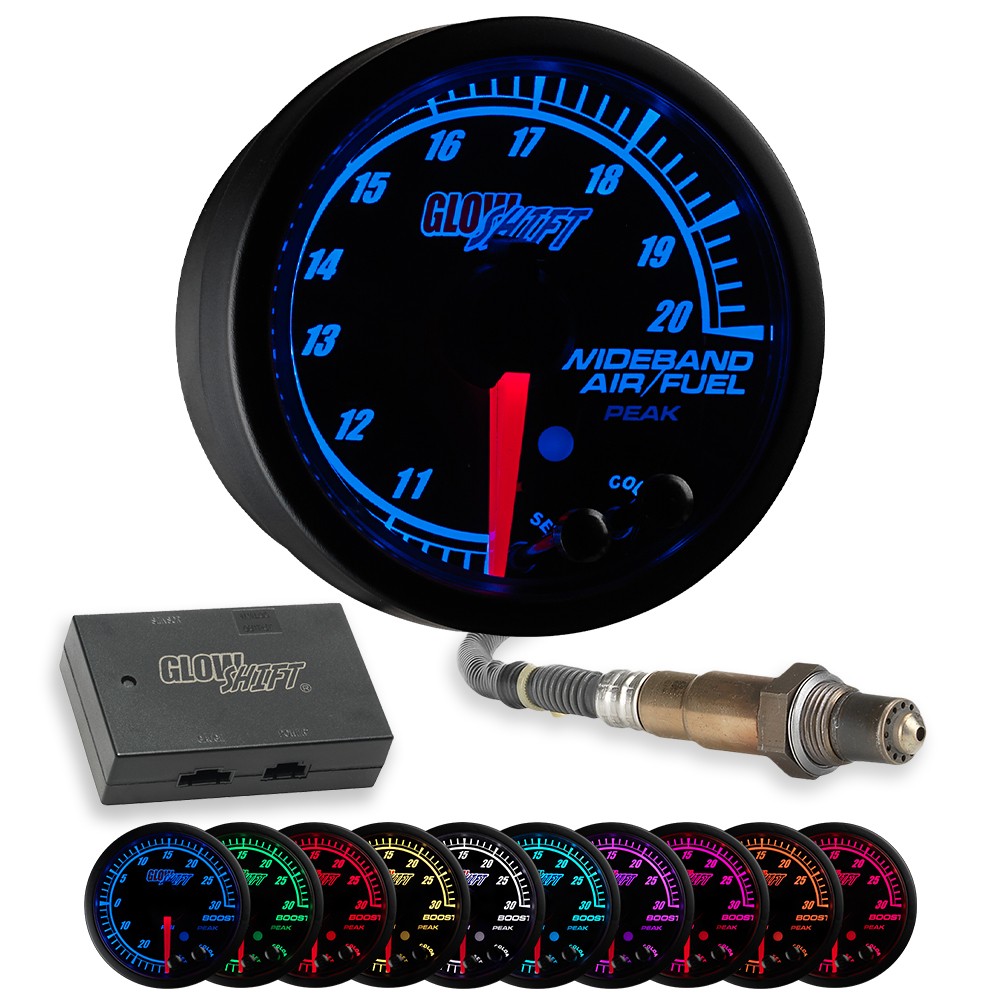 GlowShift Analog Wideband Air Fuel Ratio Gauge Kit w/ O2 Sensor, Elite 10 Color