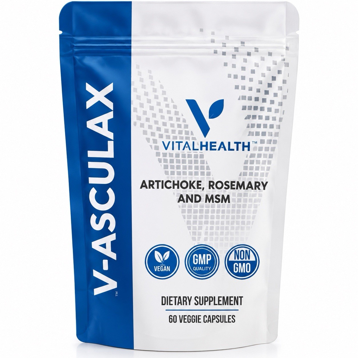 VitalHealth V-ASCULAX Artichoke Rosemary MSM 60 Capsules Non-GMO VitalHealth V-ASCULAX Artichoke Rosemary MSM 60 Capsules Non-GMO