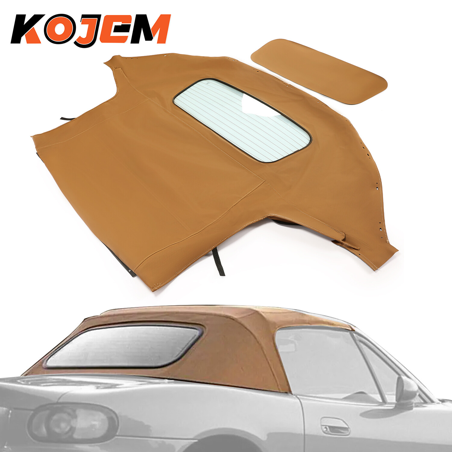 Fit 1990-2005 Mazda Miata Convertible Tan Soft Top & Heated Glass Window