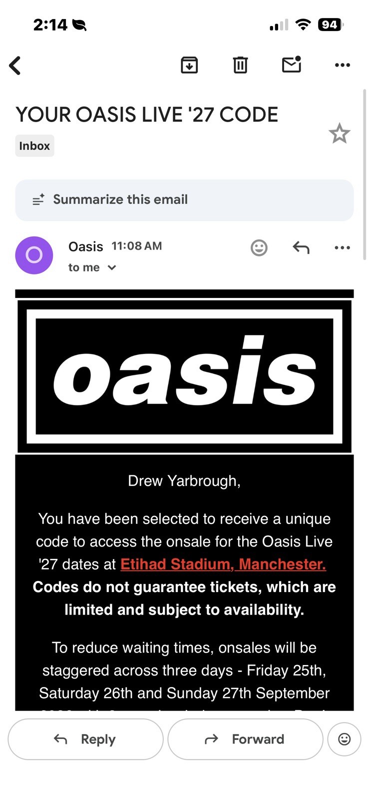 Oasis Oasis Live \'27 Presale Code Etihad Stadium Manchester Sep 27 2026 5PM Oasis Oasis Live \'27 Presale Code Etihad Stadium Manchester Sep 27 2026 5PM