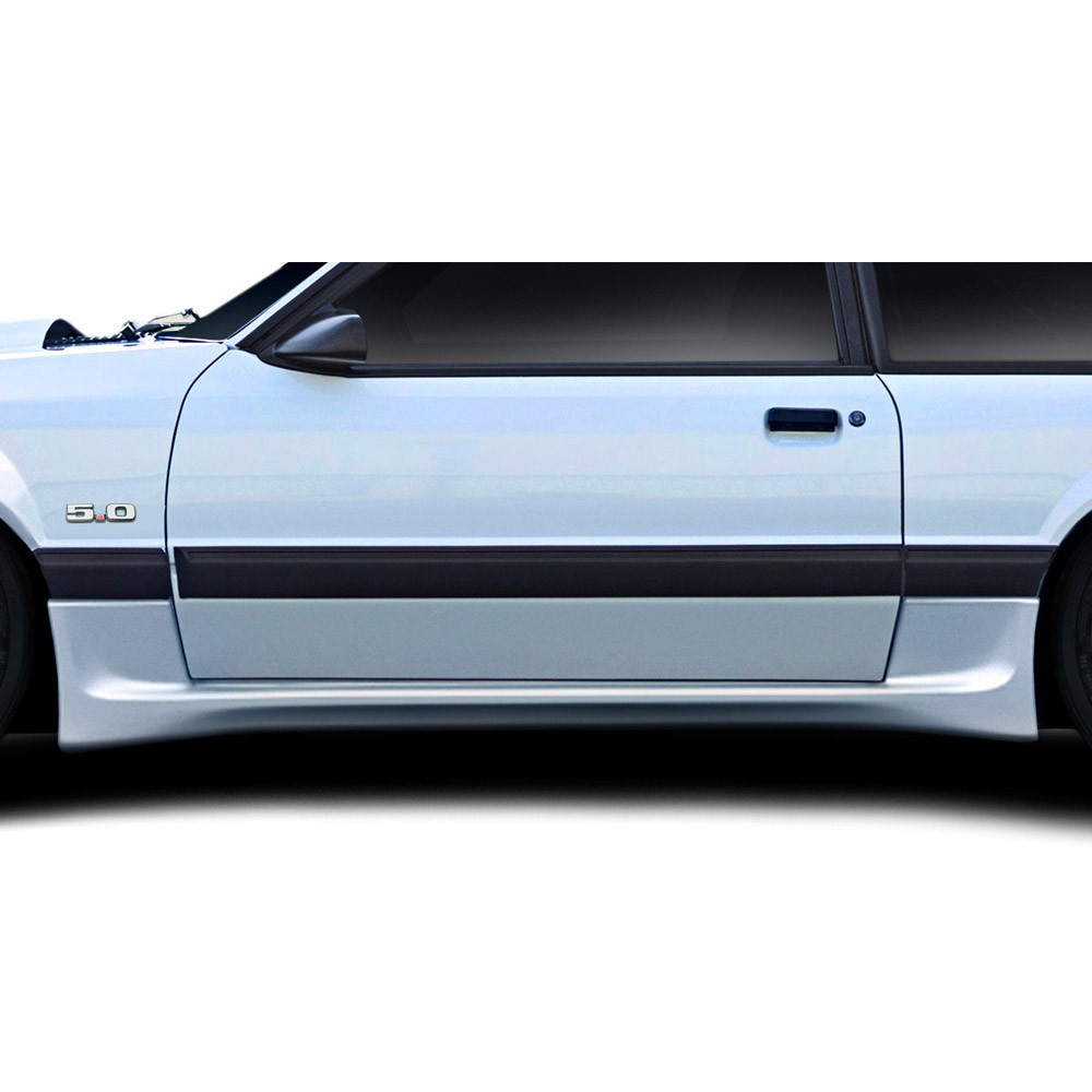 For Ford Mustang 79-93 Duraflex Apex Aero Style Fiberglass Side Skirts Unpainted