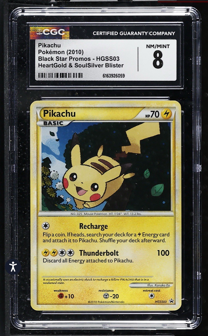 2010 POKÉMON HGSS03 PIKACHU BLACK STAR PROMO ⚡️CGC 8⚡️ SUPER CLEAN