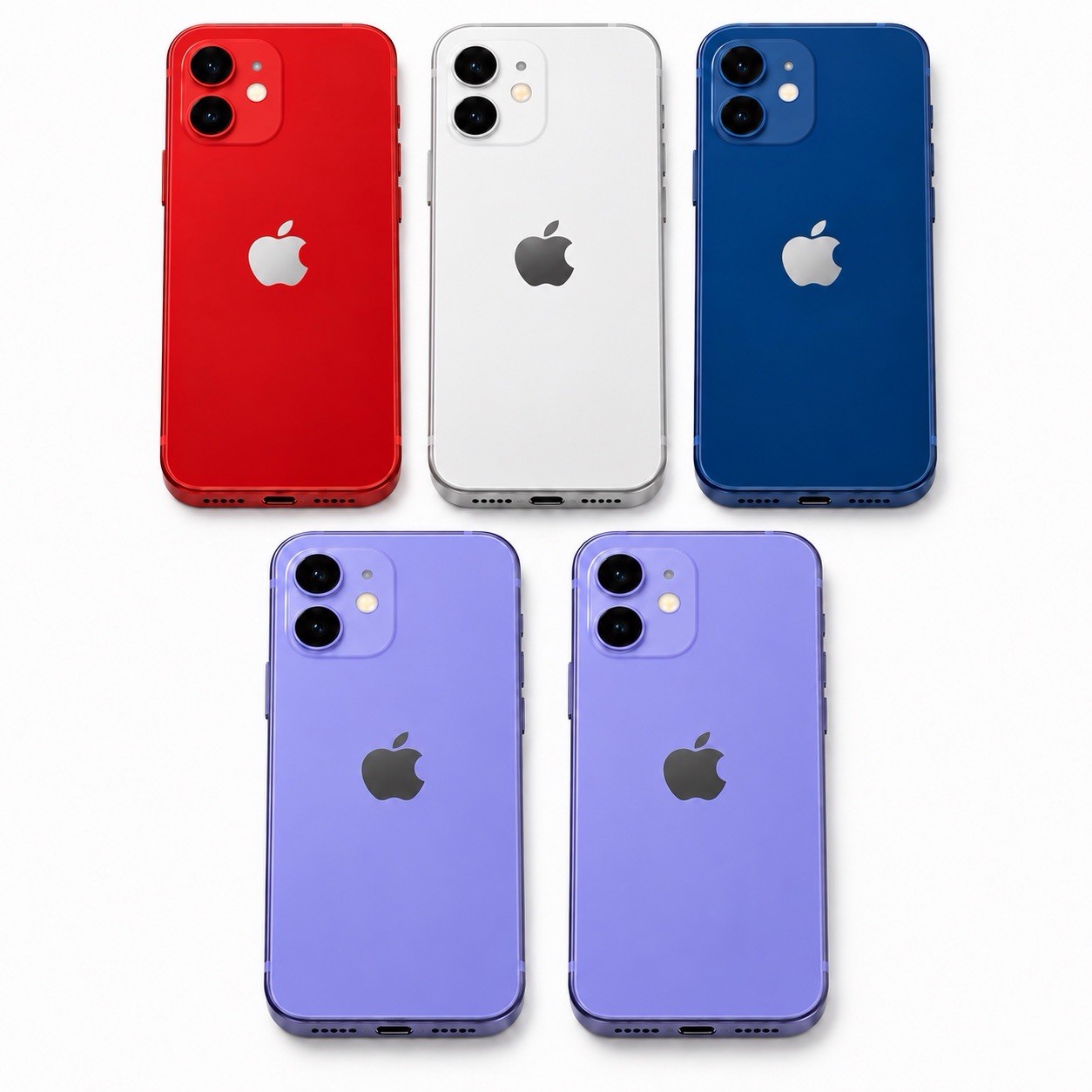 Lot of 5 Apple iPhone 12 64GB Mix Colors Unlocked Excellent Condition 100% BH