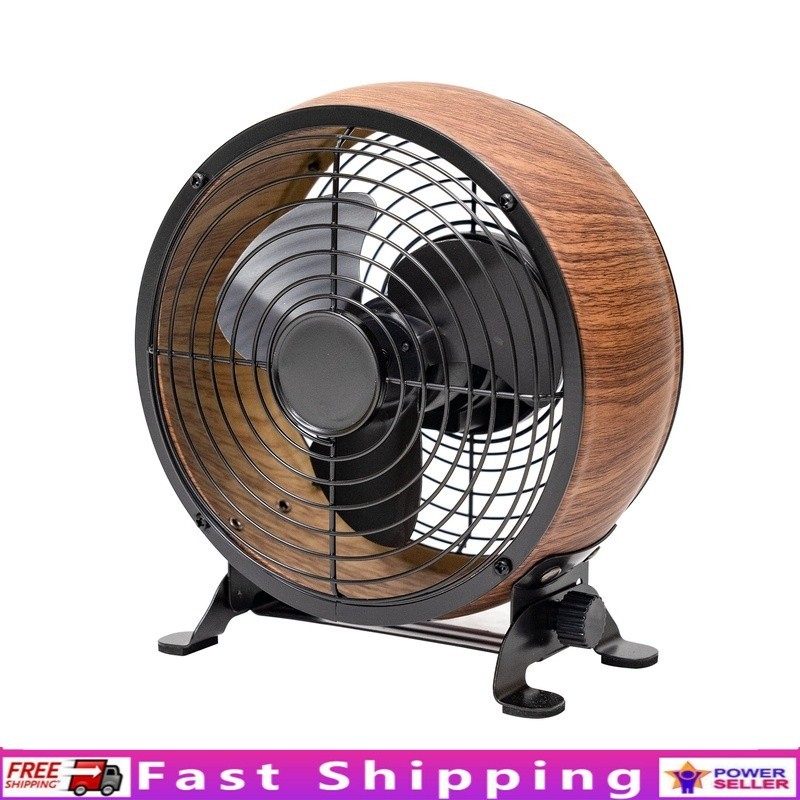 Retro Metal Table Fan Adjustable Tilt USB 3 Speed 300 CFM Personal Use Retro Metal Table Fan Adjustable Tilt USB 3 Speed 300 CFM Personal Use
