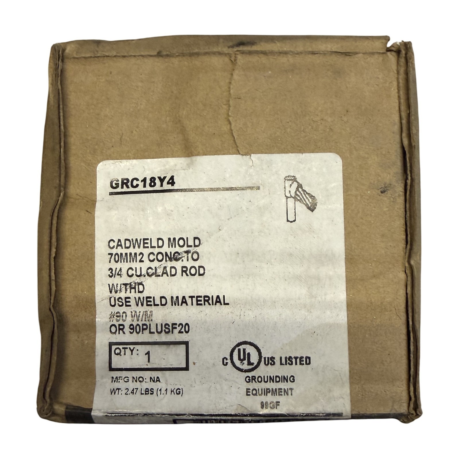 nVent ERICO Cadweld GRC18Y4 70MM2 Conc to 3/4 Cu-Clad Rod Graphite Mold