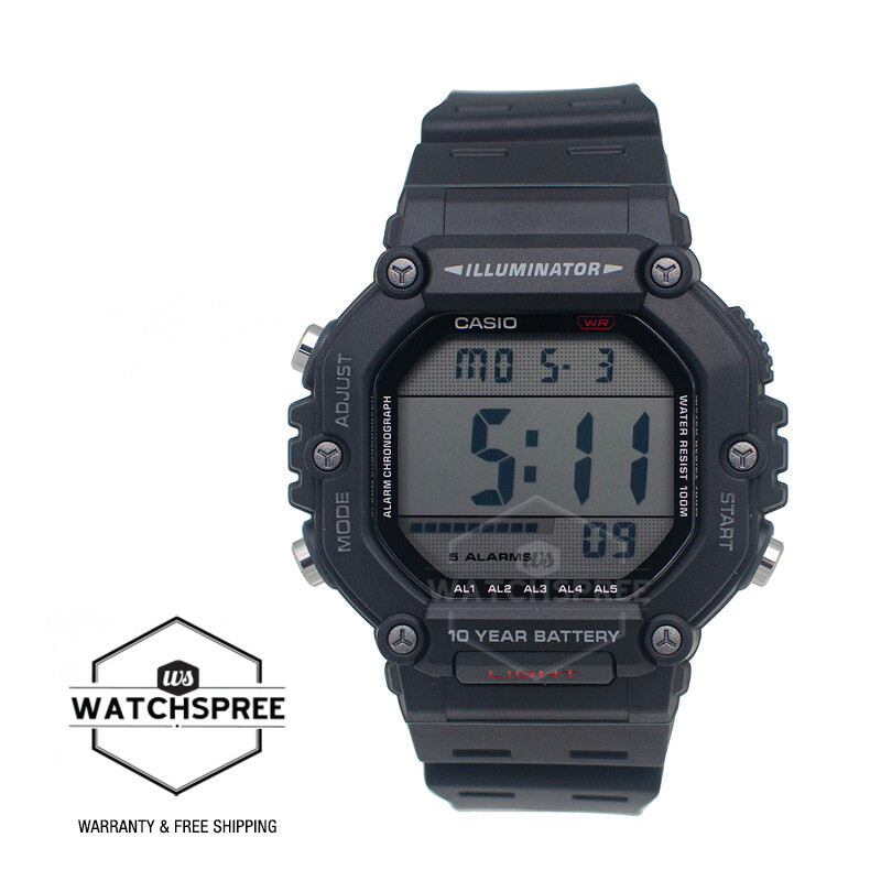 Casio Digital Dual Time Black Resin Band Watch AE1600H-1A AE-1600WH-1A Casio Digital Dual Time Black Resin Band Watch AE1600H-1A AE-1600WH-1A